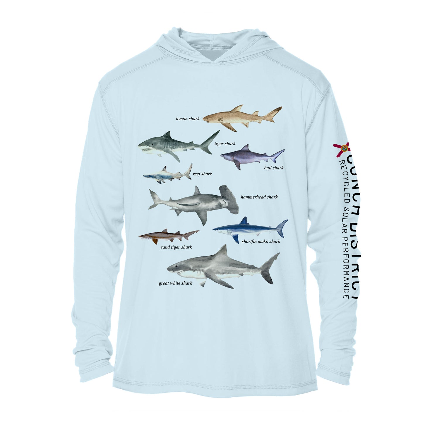 Types of Sharks UPF 50+ Sun Protection Hoodie Youth
