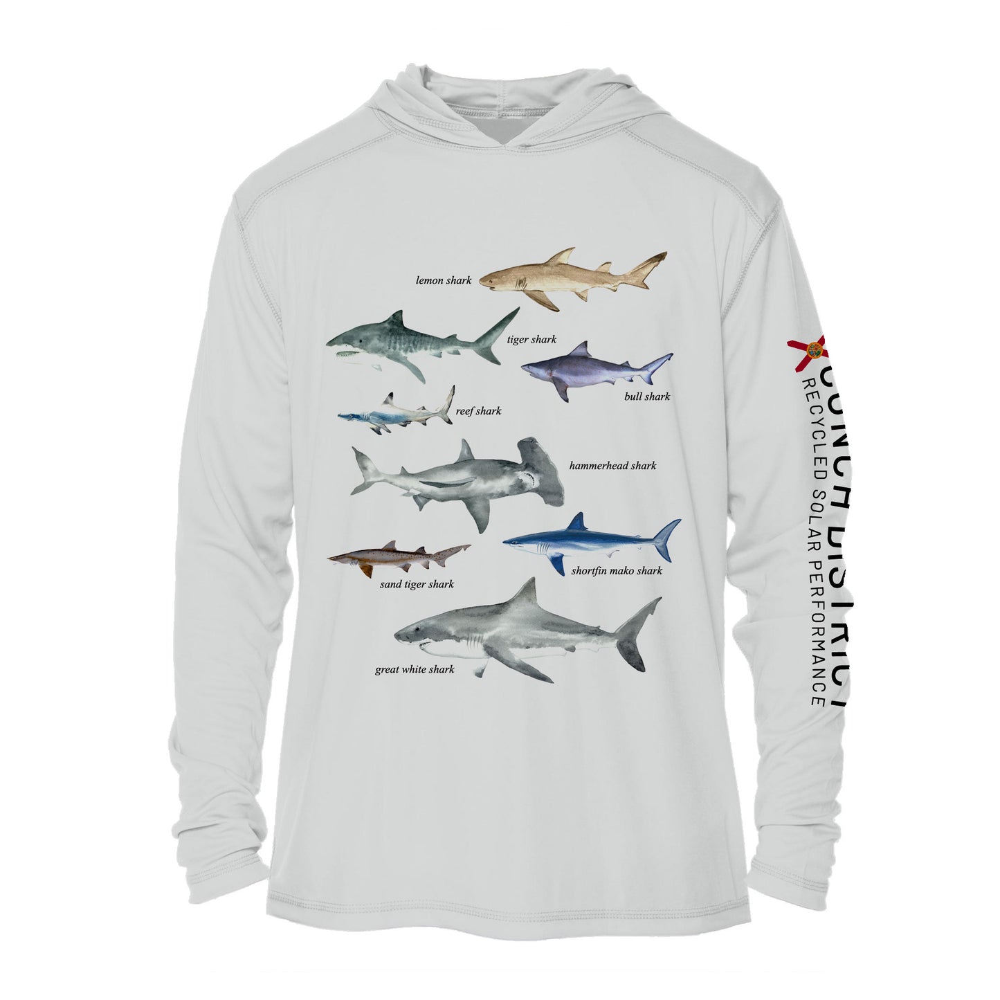 Types of Sharks Hoodie | Mens Recycled Solar Performance