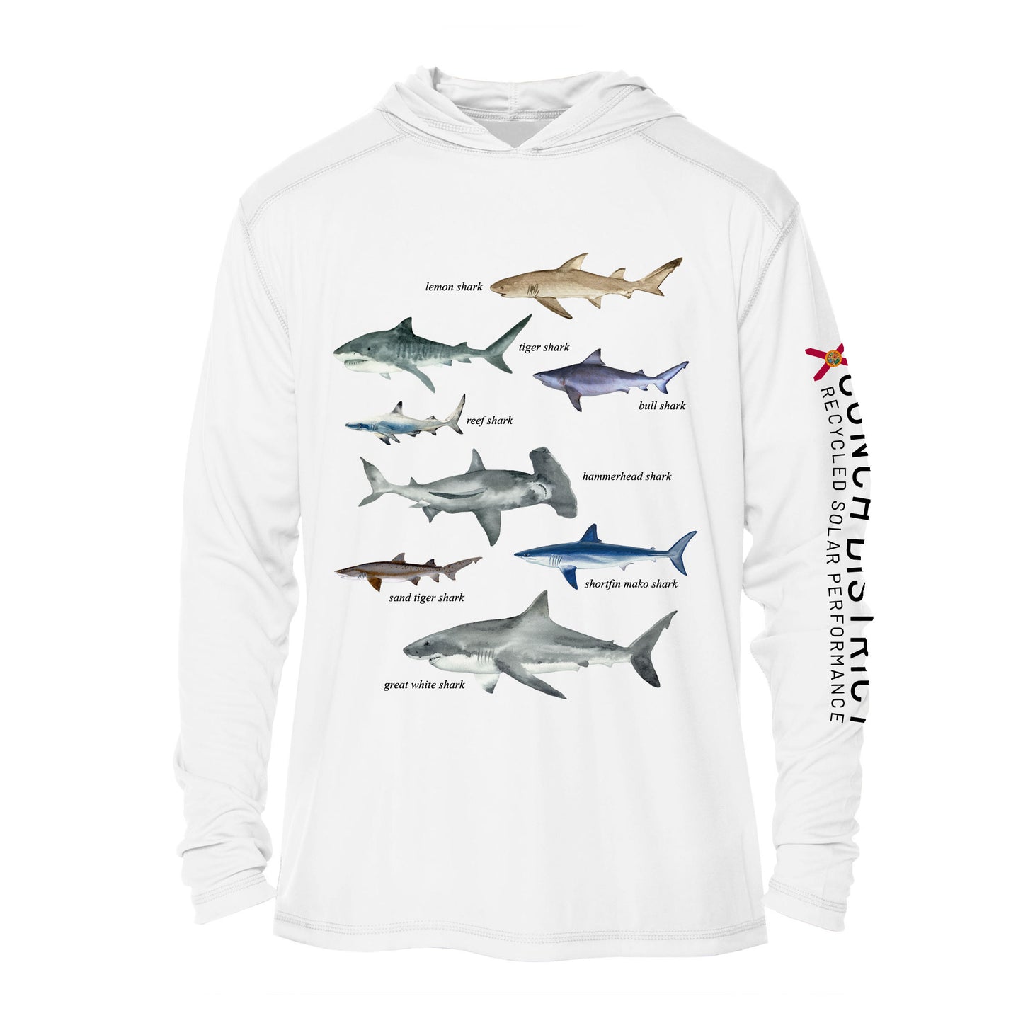 Types of Sharks Hoodie | Mens Recycled Solar Performance