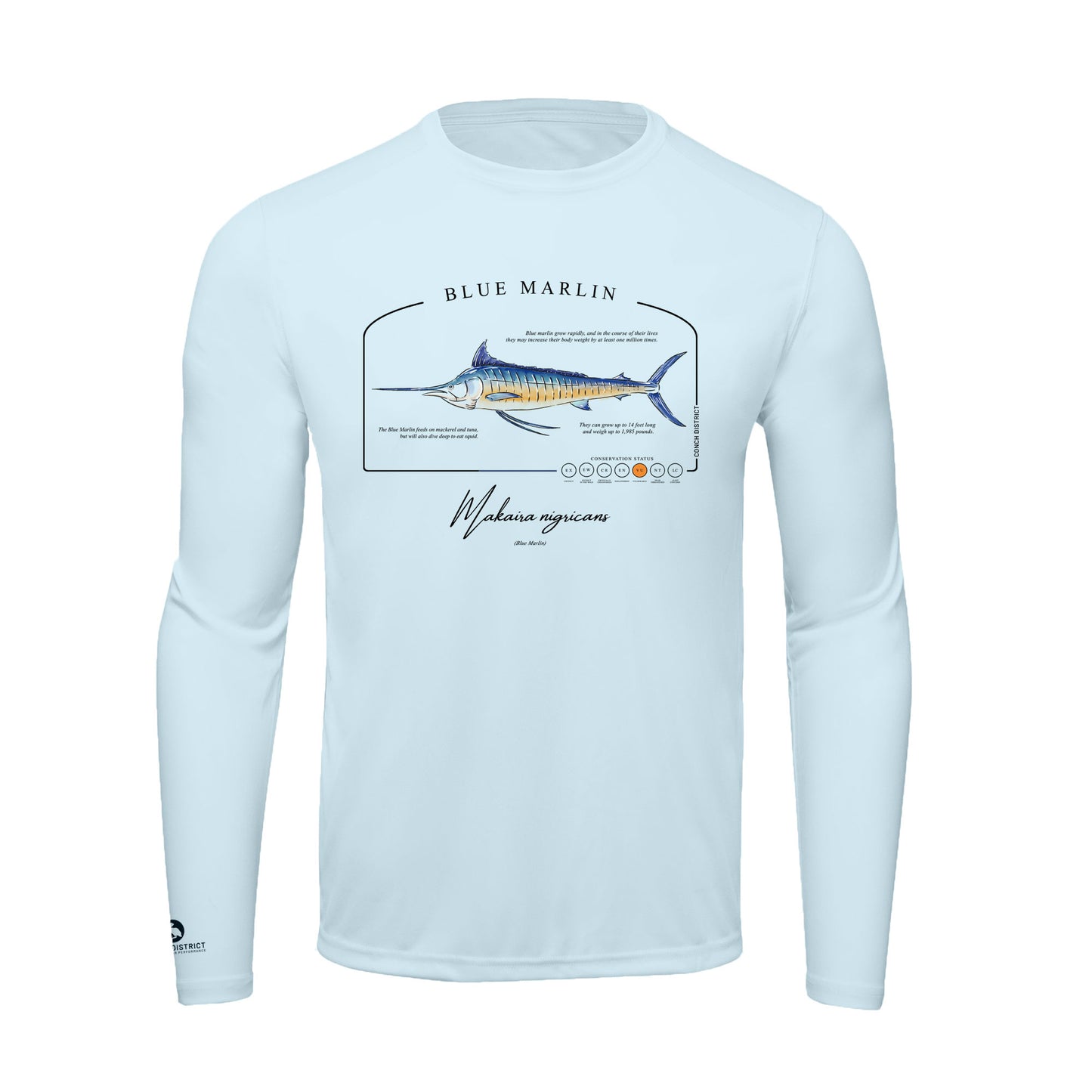 Blue Marlin Conservation Status Shirt | Mens Recycled Solar Performance