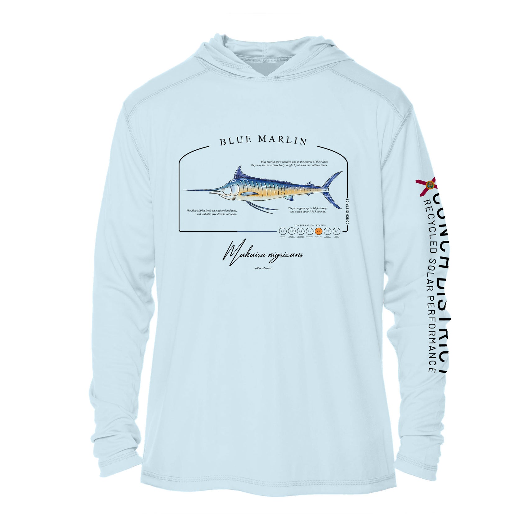 Blue Marlin Conservation Status Hoodie | Mens Recycled Solar Performance