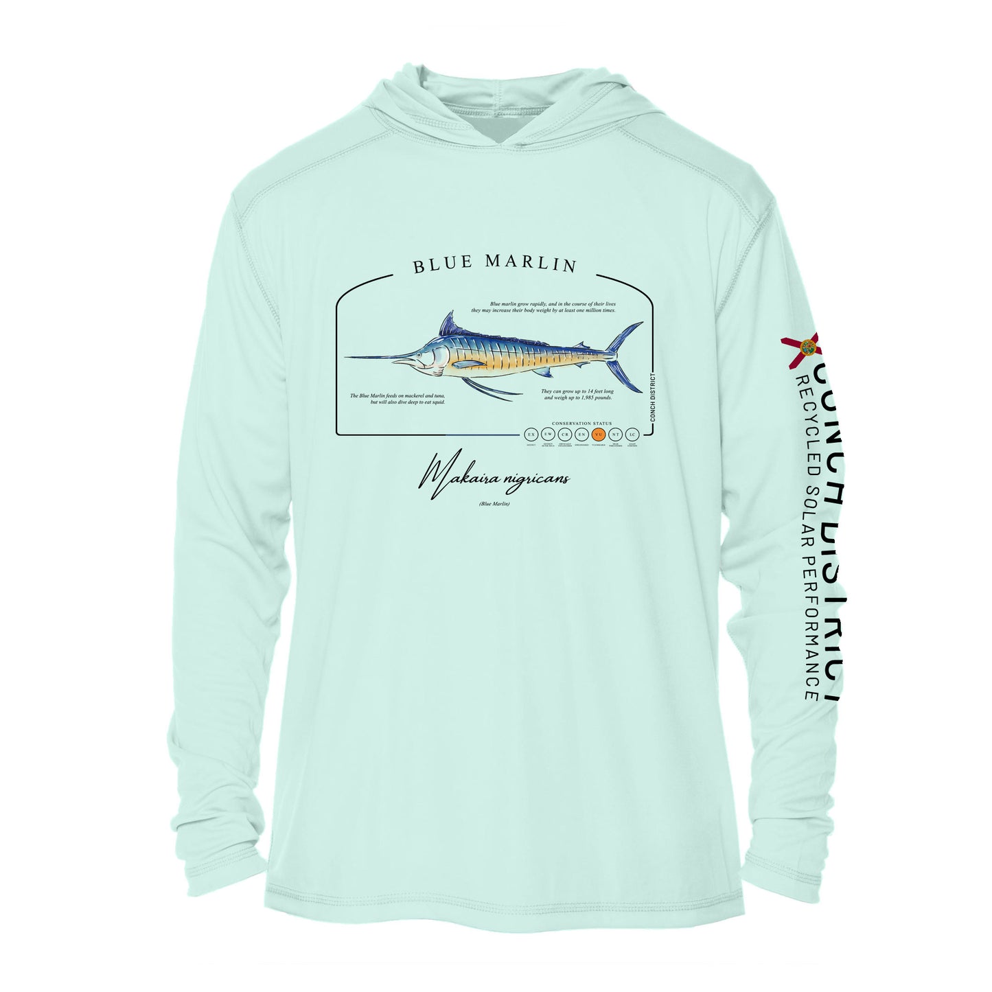 Blue Marlin Conservation Status Hoodie | Mens Recycled Solar Performance