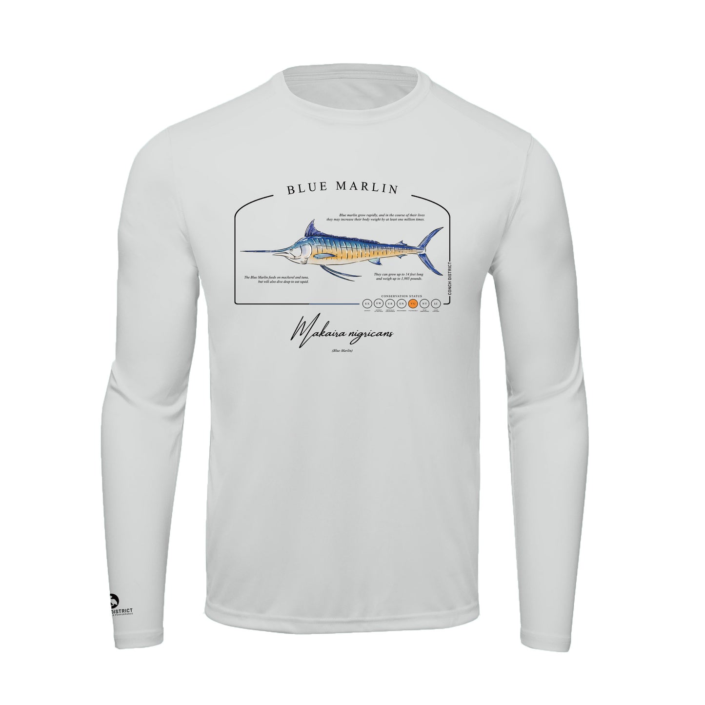 Blue Marlin Conservation Status Shirt | Mens Recycled Solar Performance