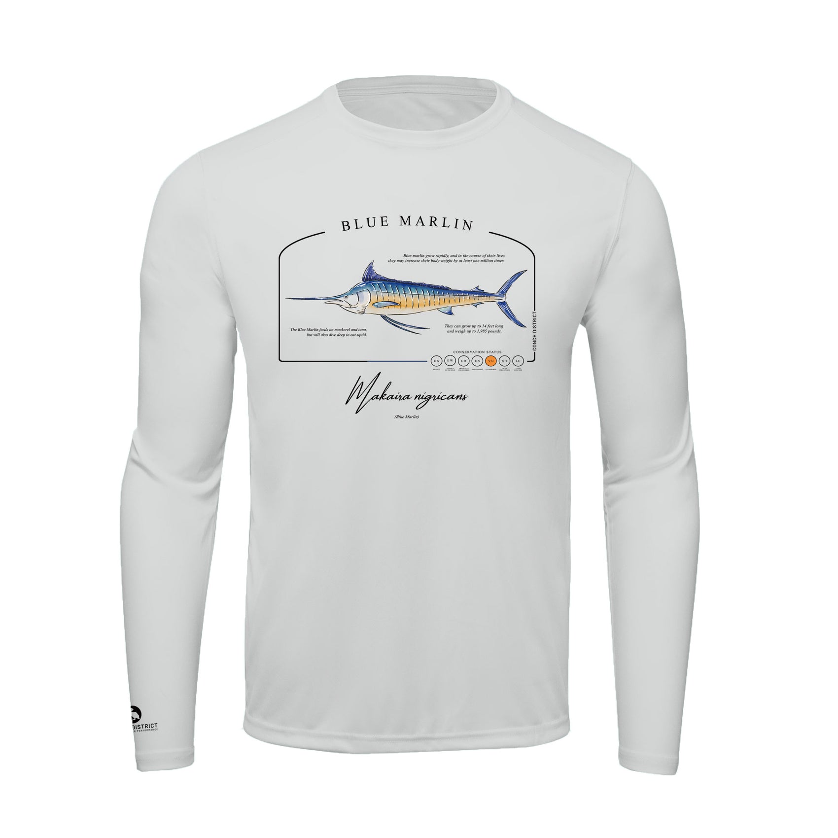 Blue Marlin Conservation Status Shirt | Mens Recycled Solar Performance
