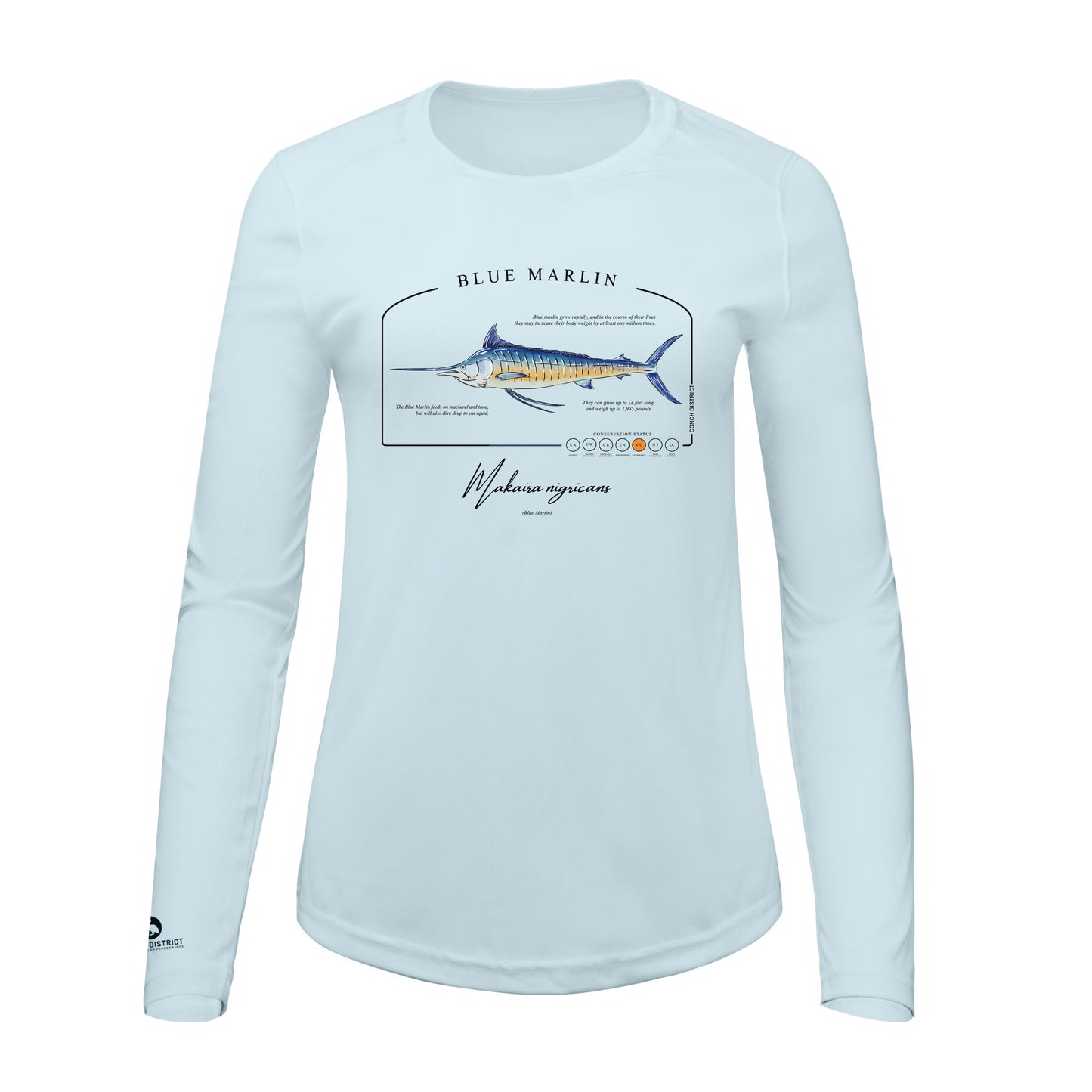 Blue Marlin Conservation Status Shirt | Womens Recycled Solar Performance