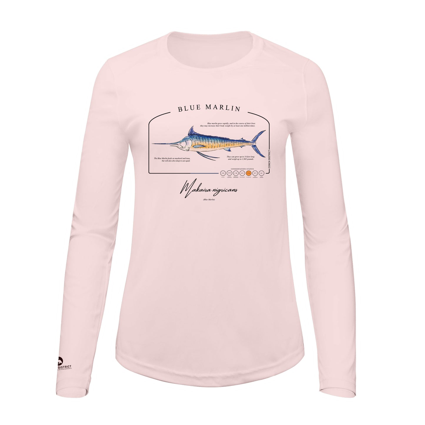 Blue Marlin Conservation Status Shirt | Womens Recycled Solar Performance