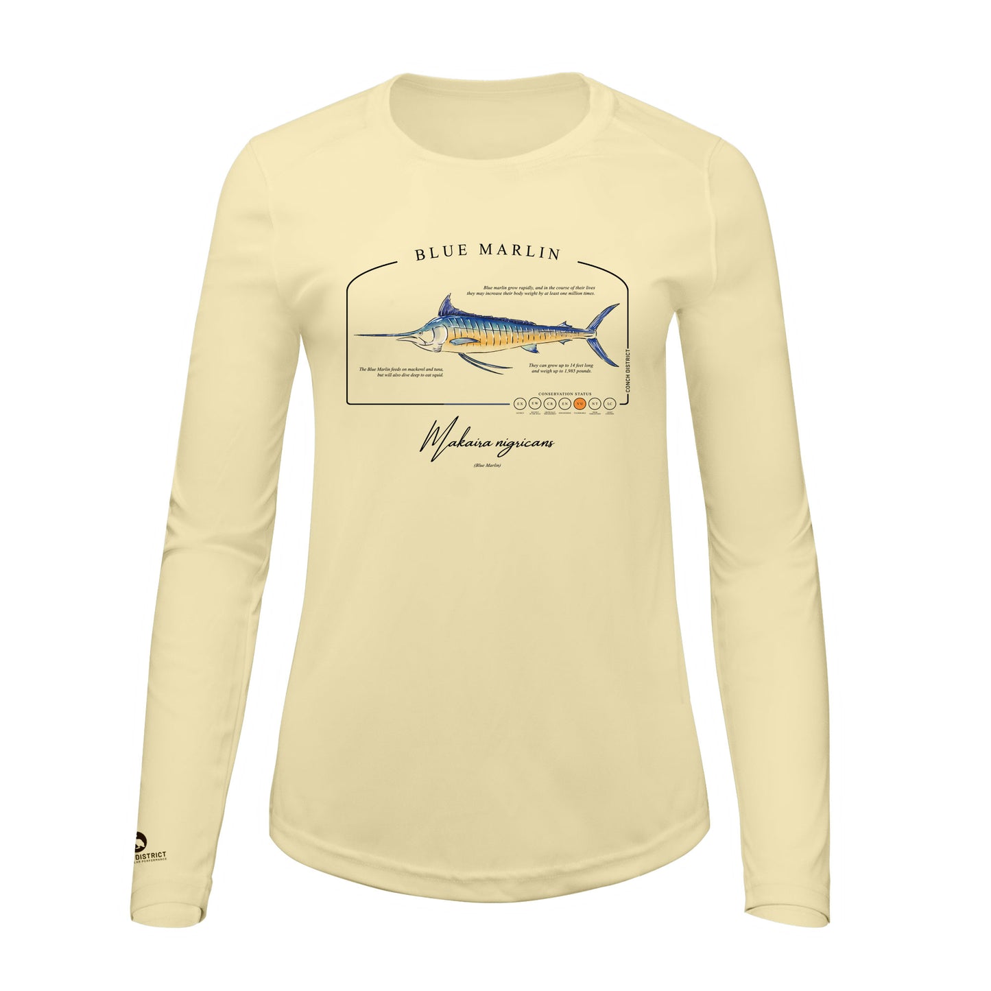 Blue Marlin Conservation Status Shirt | Womens Recycled Solar Performance