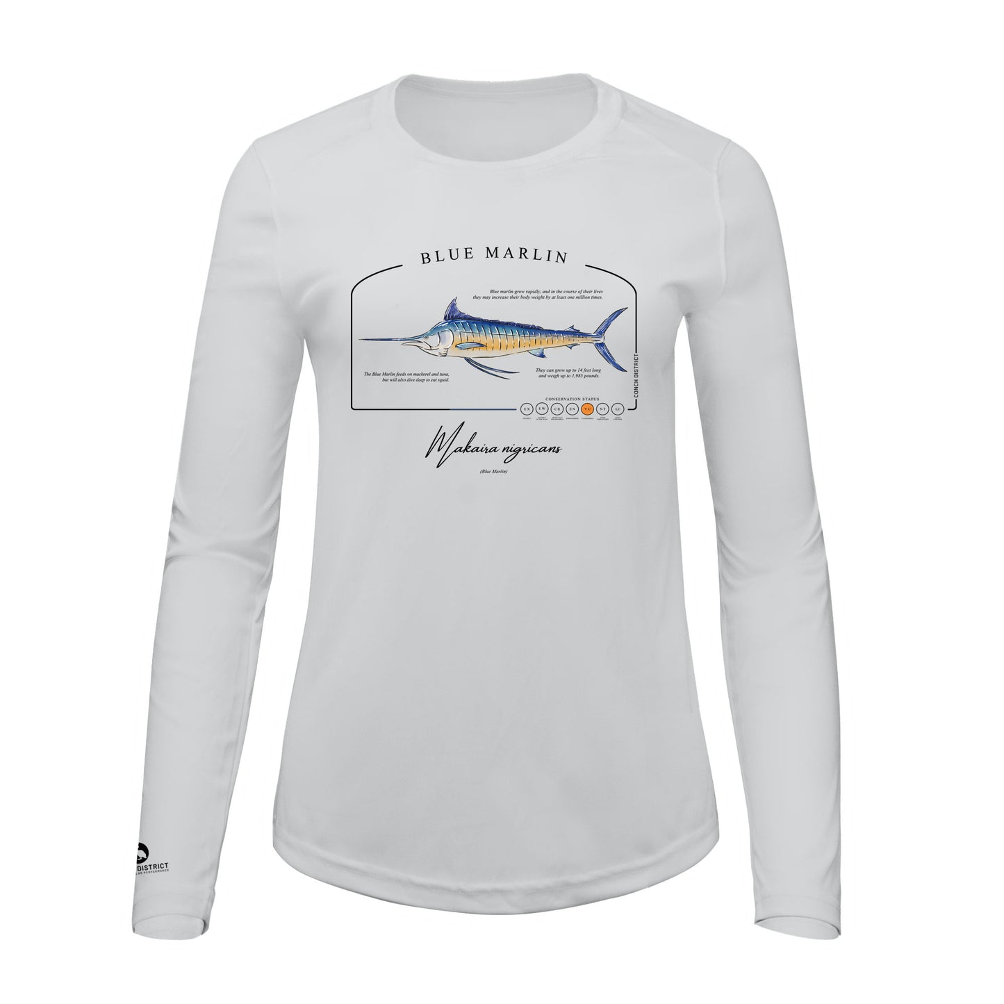 Blue Marlin Conservation Status Shirt | Womens Recycled Solar Performance