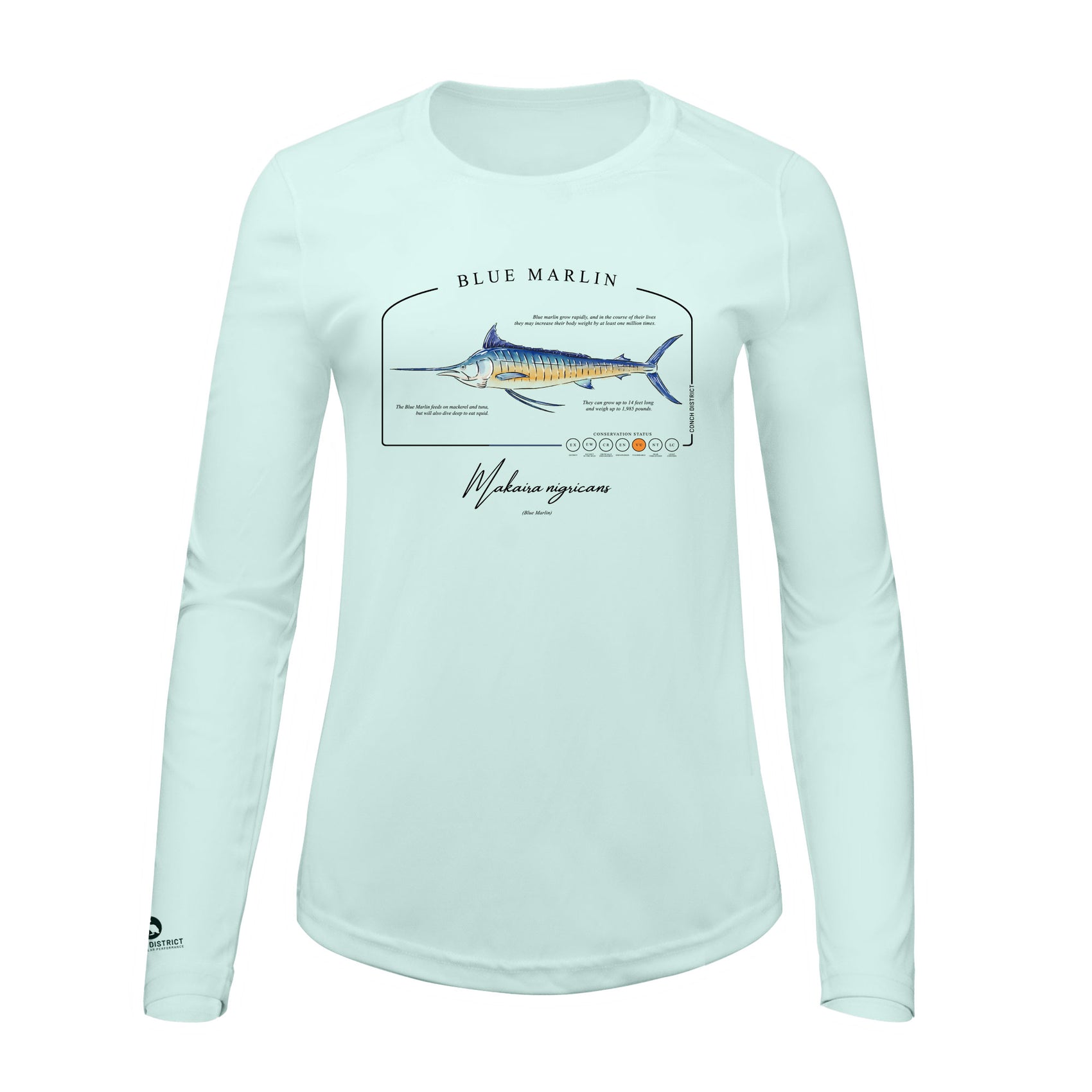 Blue Marlin Conservation Status Shirt | Womens Recycled Solar Performance
