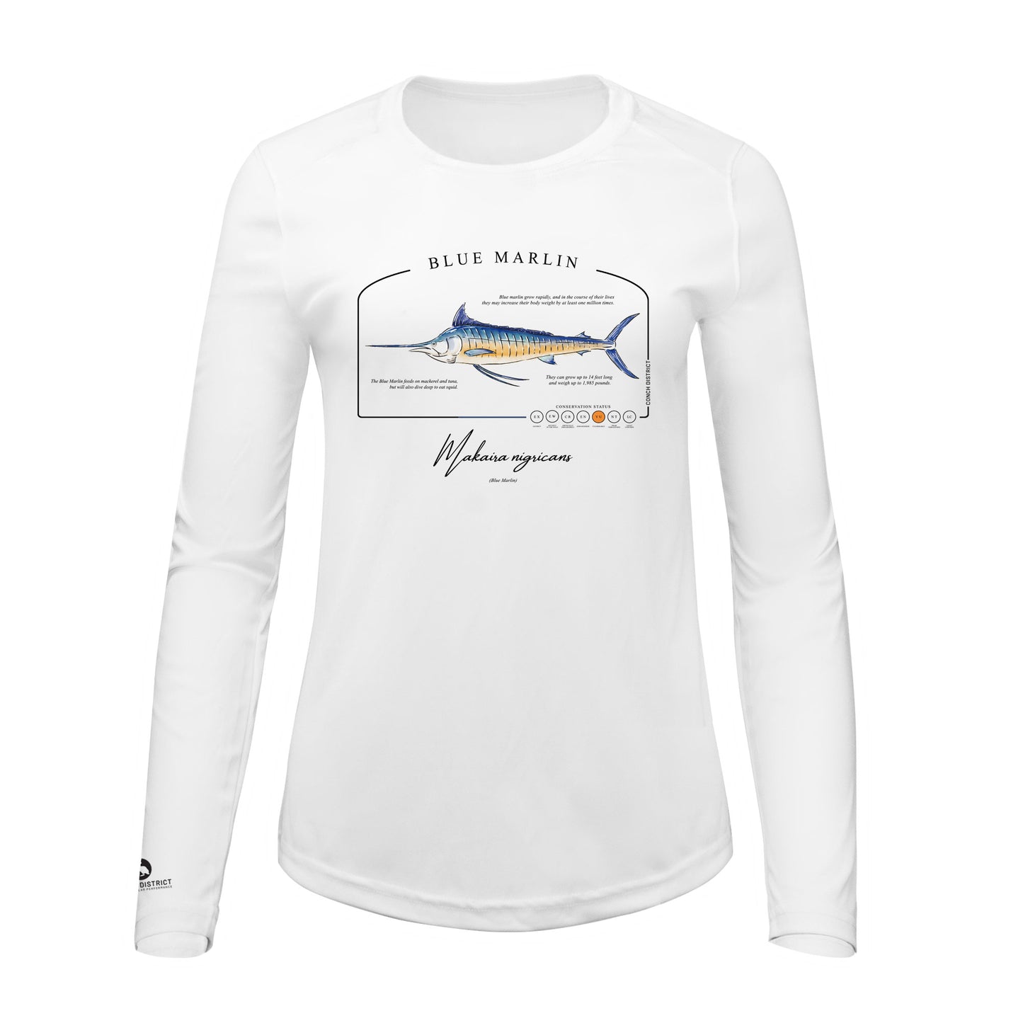 Blue Marlin Conservation Status Shirt | Womens Recycled Solar Performance