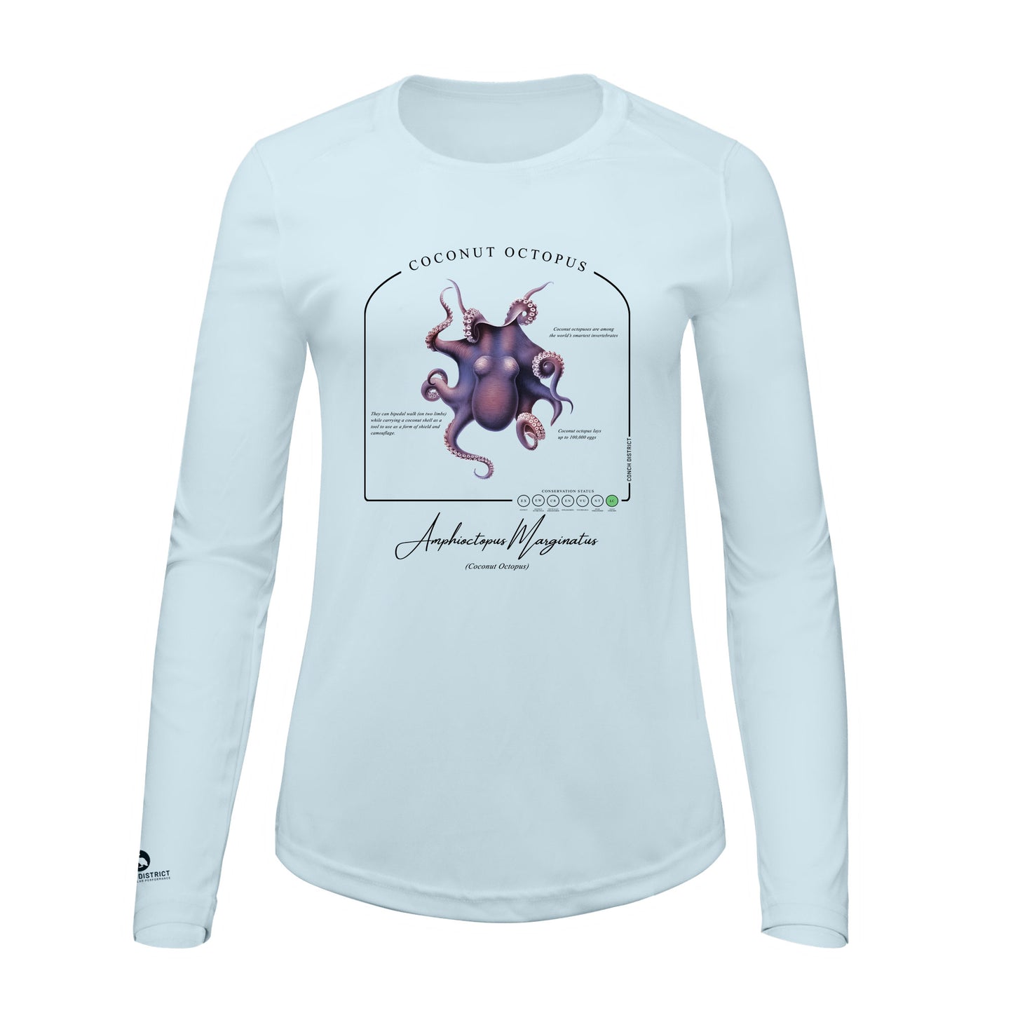 Coconut Octopus Conservation Status Shirt | Womens Recycled Solar Performance
