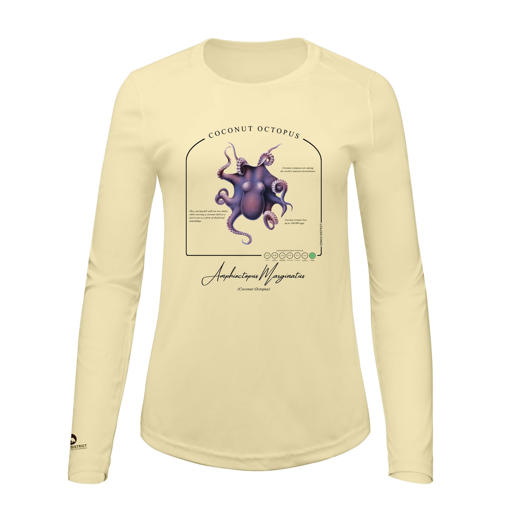 Coconut Octopus Conservation Status Shirt | Womens Recycled Solar Performance