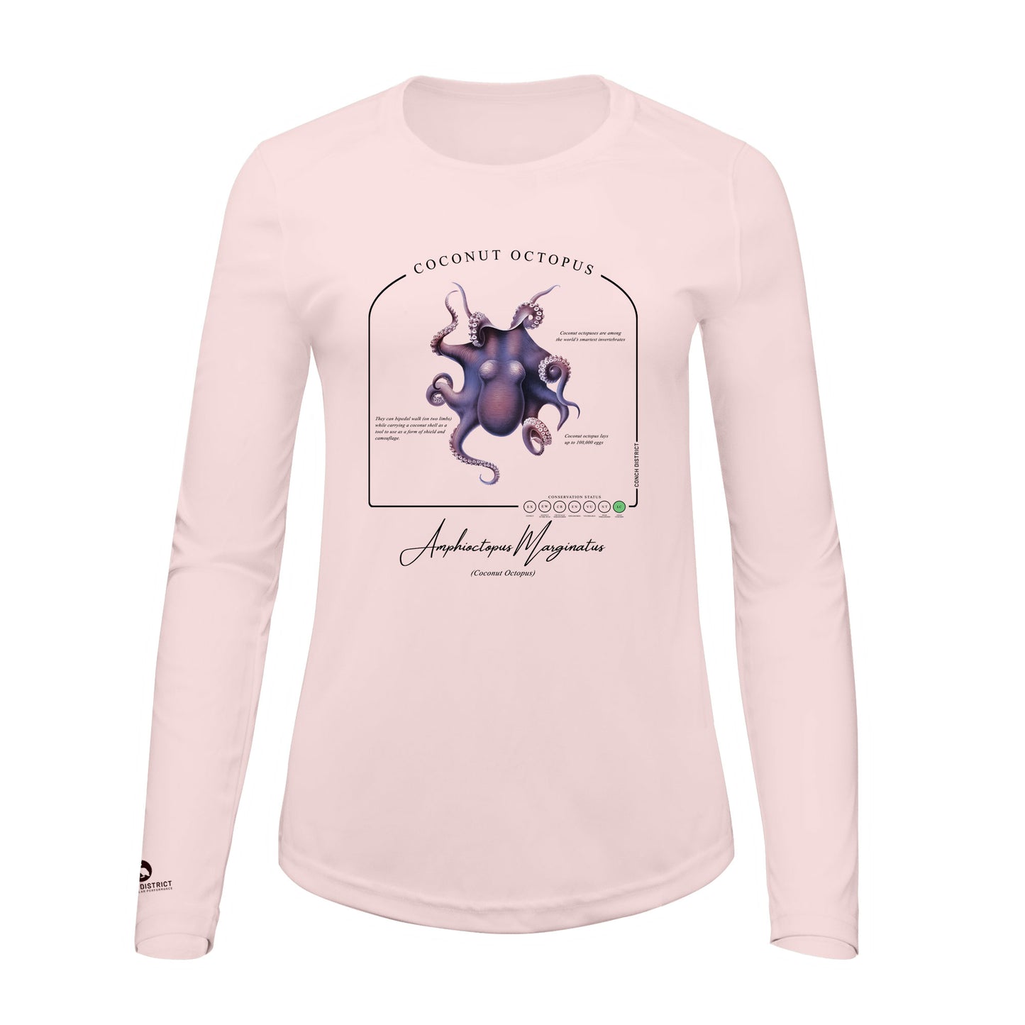 Coconut Octopus Conservation Status Shirt | Womens Recycled Solar Performance
