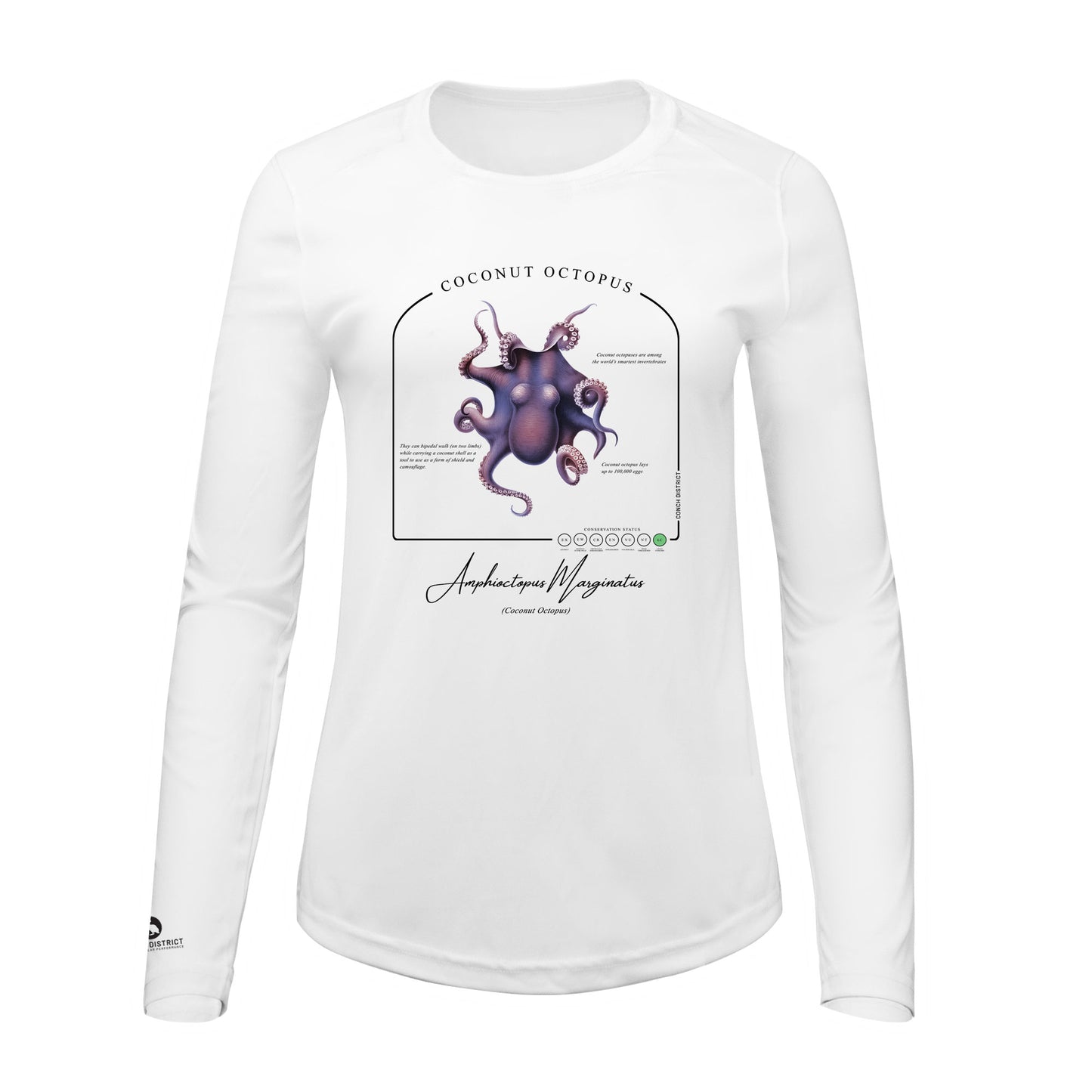 Coconut Octopus Conservation Status Shirt | Womens Recycled Solar Performance