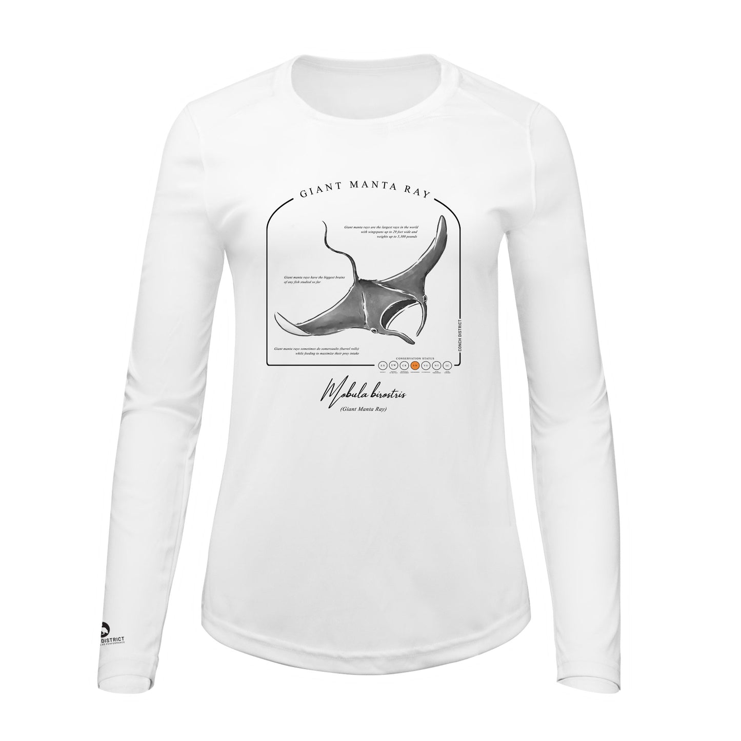 Giant Manta Ray Conservation Status Shirt | Womens Recycled Solar Performance