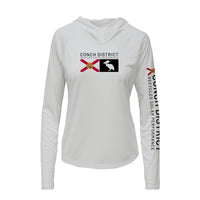 Conch District Florida Flag Logo Hoodie | Womens Recycled Solar Performance