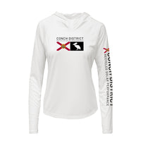 Conch District Florida Flag Logo Hoodie | Womens Recycled Solar Performance