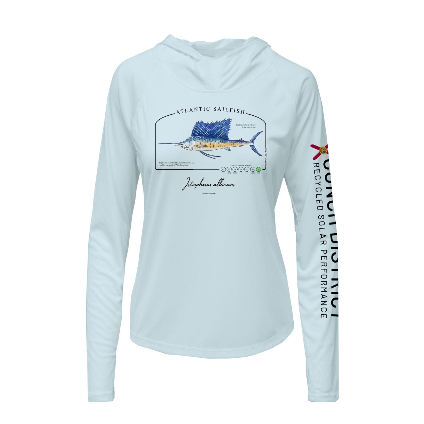 Atlantic Sailfish Conservation Status Hoodie | Womens Recycled Solar Performance