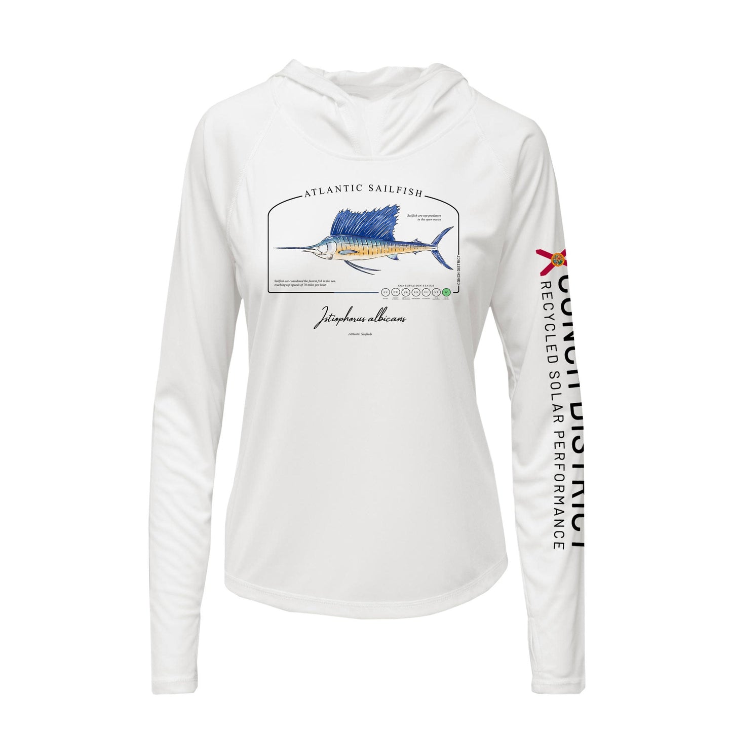 Atlantic Sailfish Conservation Status Hoodie | Womens Recycled Solar Performance