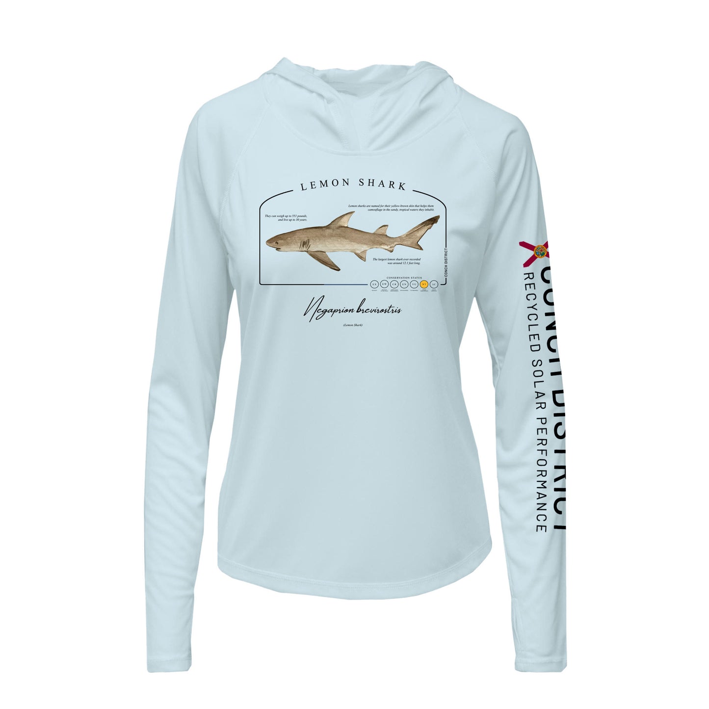 Lemon Shark Conservation Status Hoodie | Womens Recycled Solar Performance