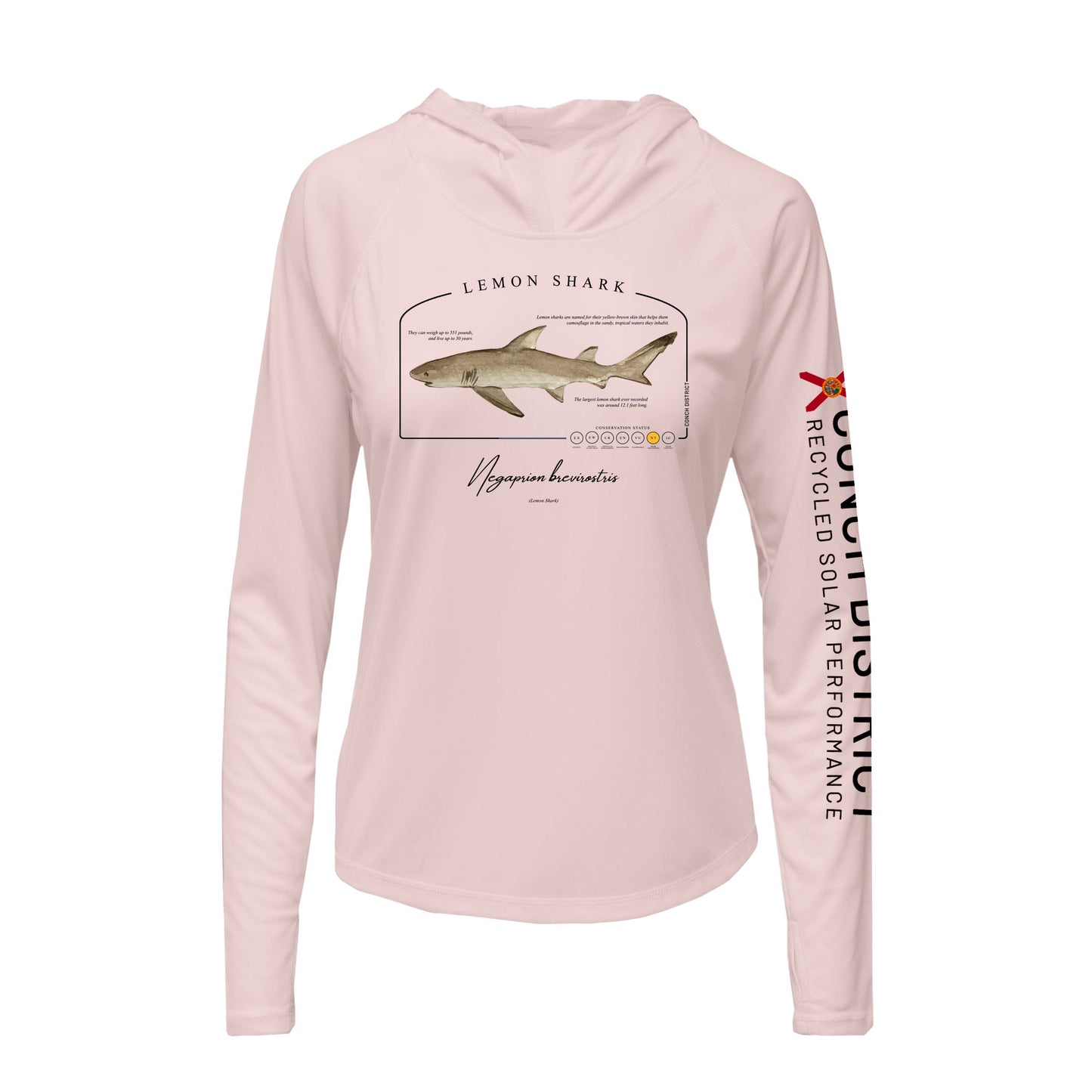 Lemon Shark Conservation Status Hoodie | Womens Recycled Solar Performance
