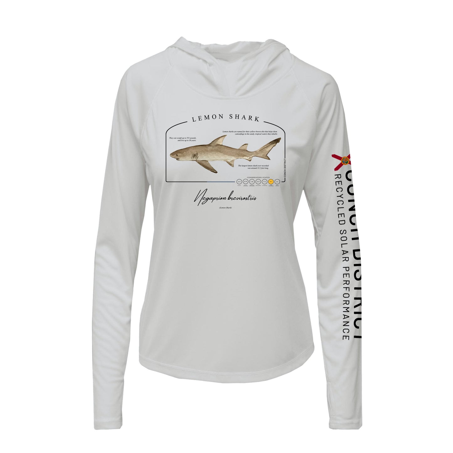Lemon Shark Conservation Status Hoodie | Womens Recycled Solar Performance