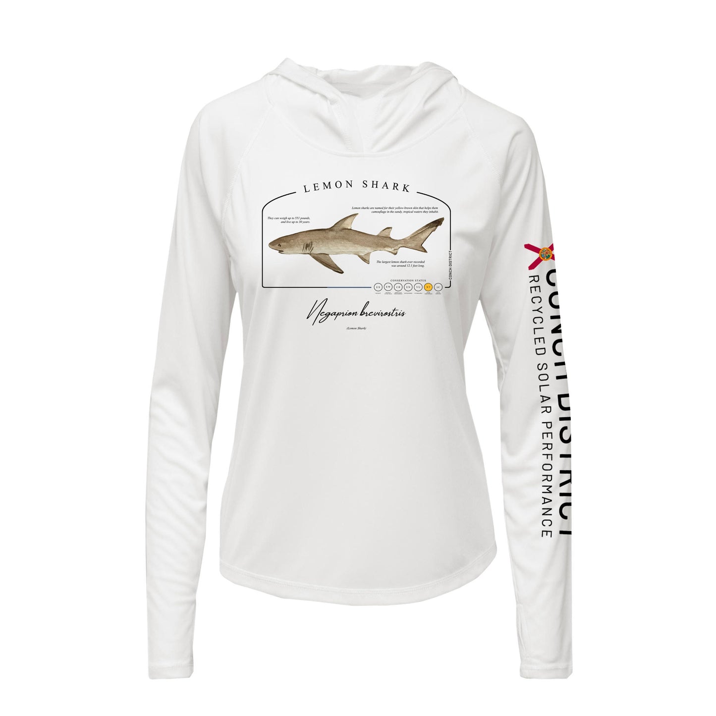 Lemon Shark Conservation Status Hoodie | Womens Recycled Solar Performance