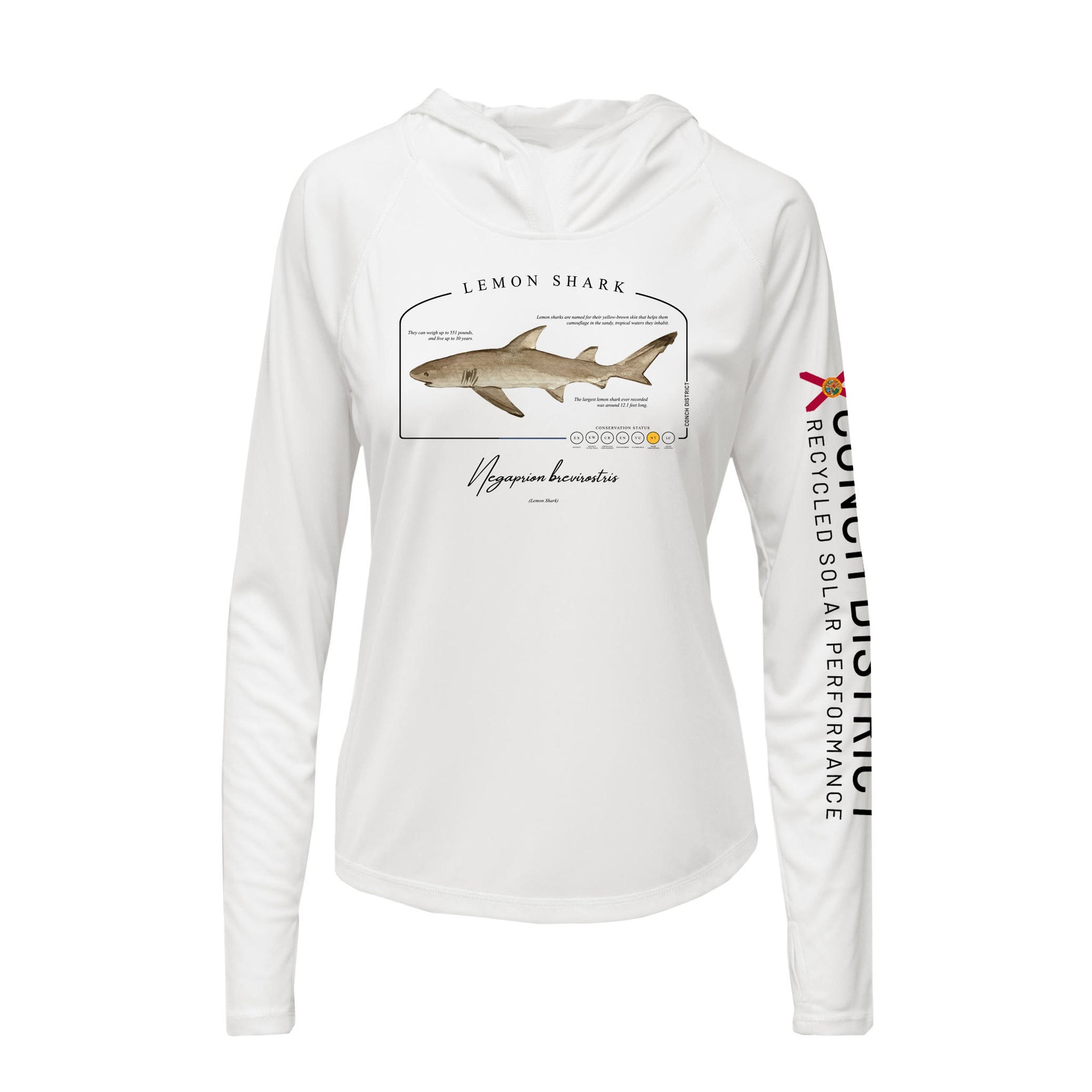 Lemon Shark Conservation Status Hoodie | Womens Recycled Solar Performance