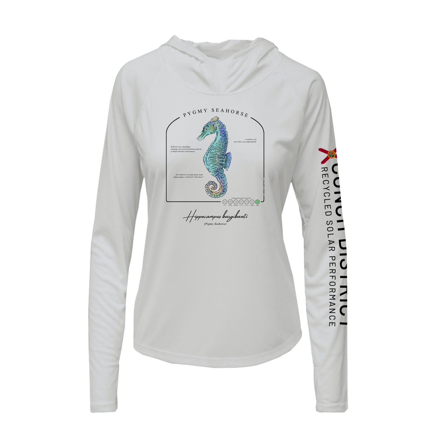 Pygmy Seahorse Conservation Status Hoodie | Womens Recycled Solar Performance