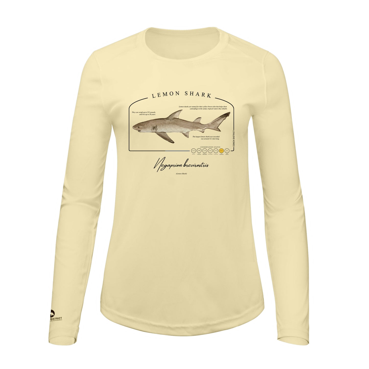 Lemon Shark Conservation Status Shirt | Womens Recycled Solar Performance