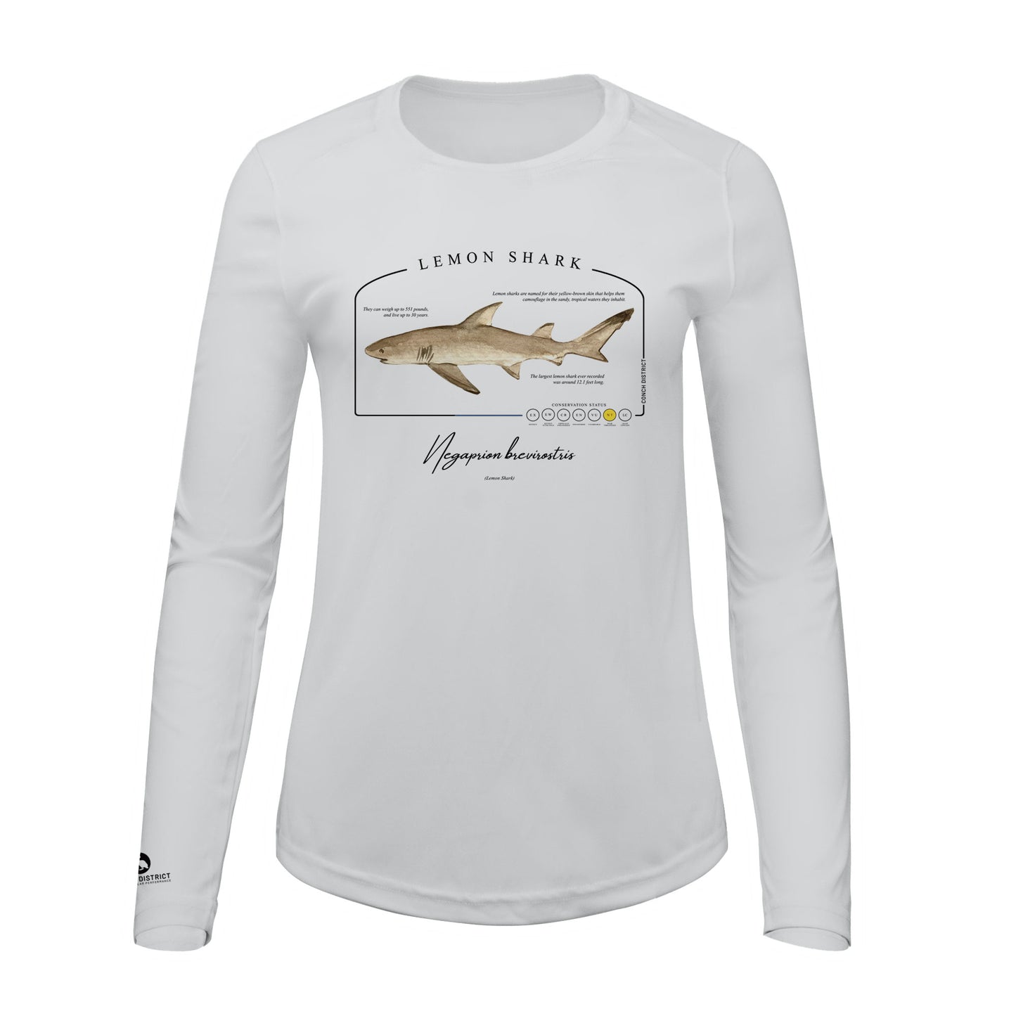 Lemon Shark Conservation Status Shirt | Womens Recycled Solar Performance