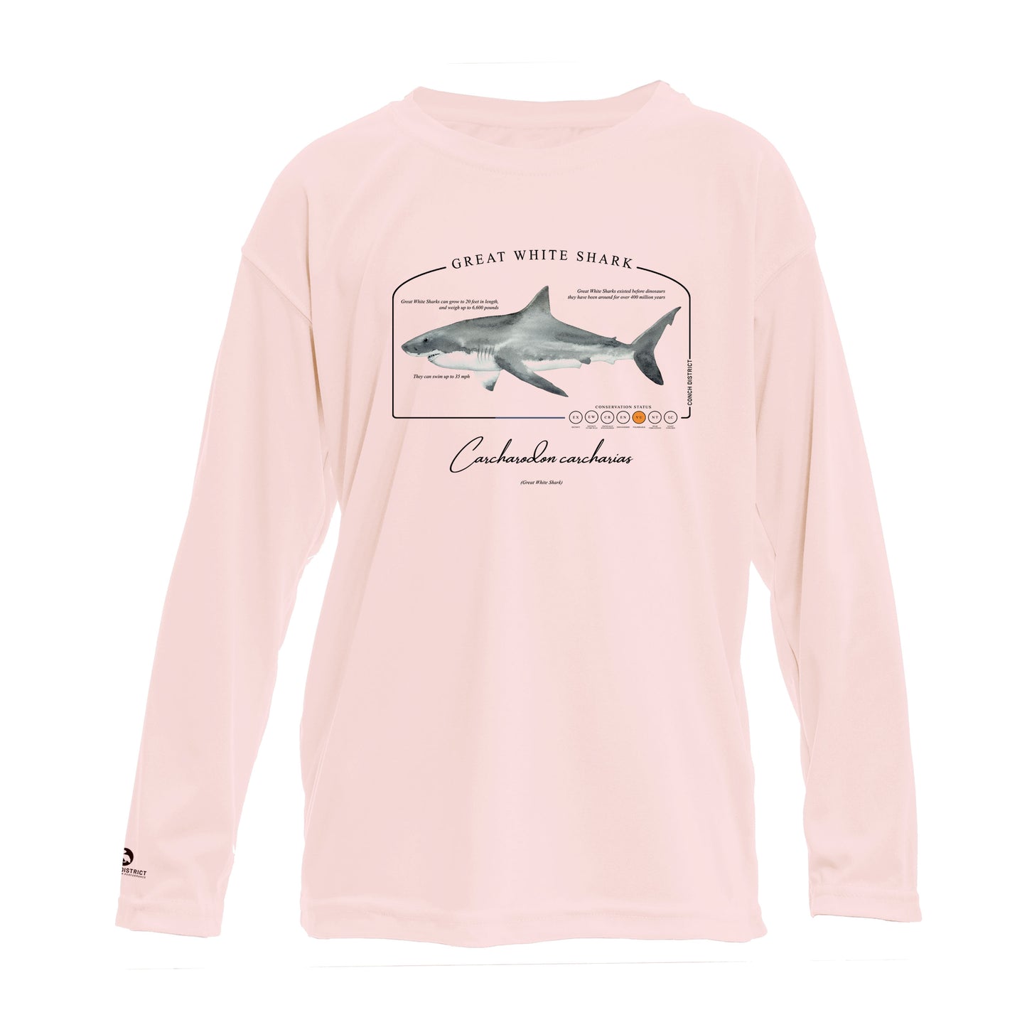Great White Shark Conservation Status UPF 50+ Sun Protection Shirt Toddler & Youth