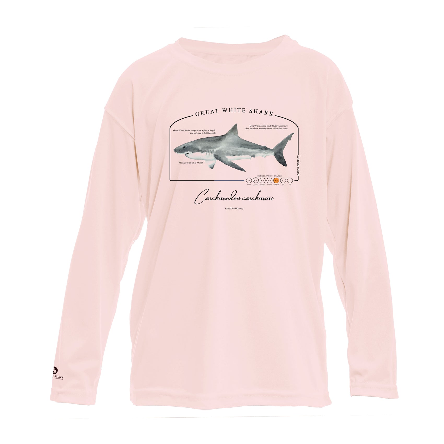 Great White Shark Conservation Status UPF 50+ Sun Protection Shirt Toddler & Youth