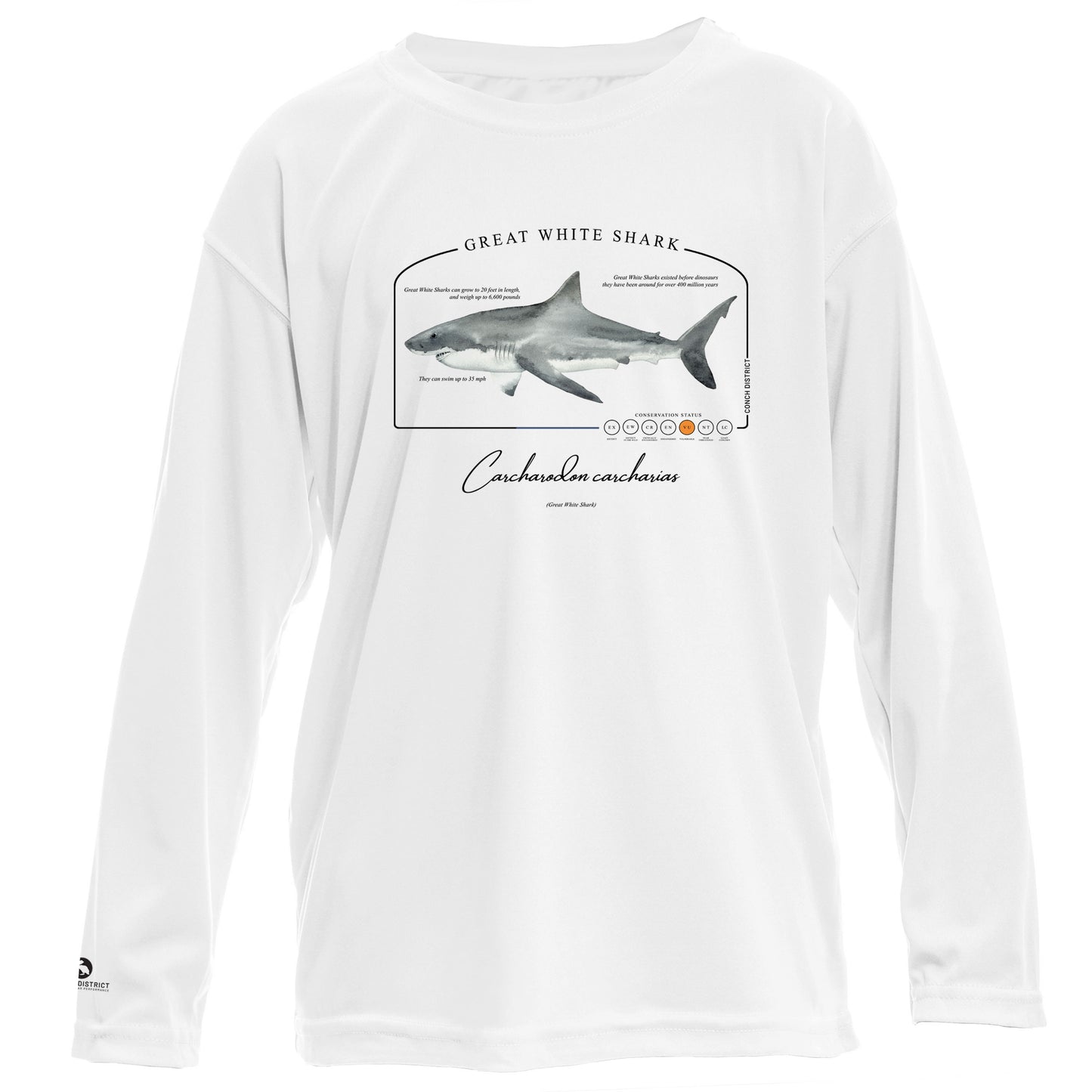 Great White Shark Conservation Status UPF 50+ Sun Protection Shirt Toddler & Youth