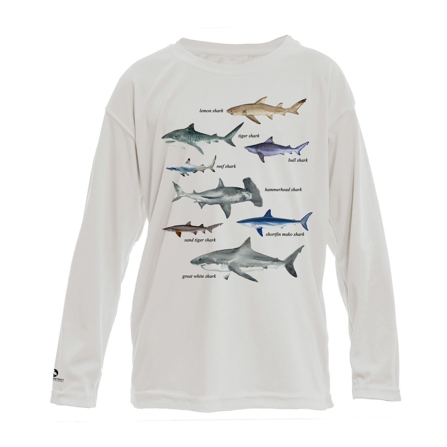 Types of Sharks UPF 50+ Sun Protection Shirt Toddler & Youth